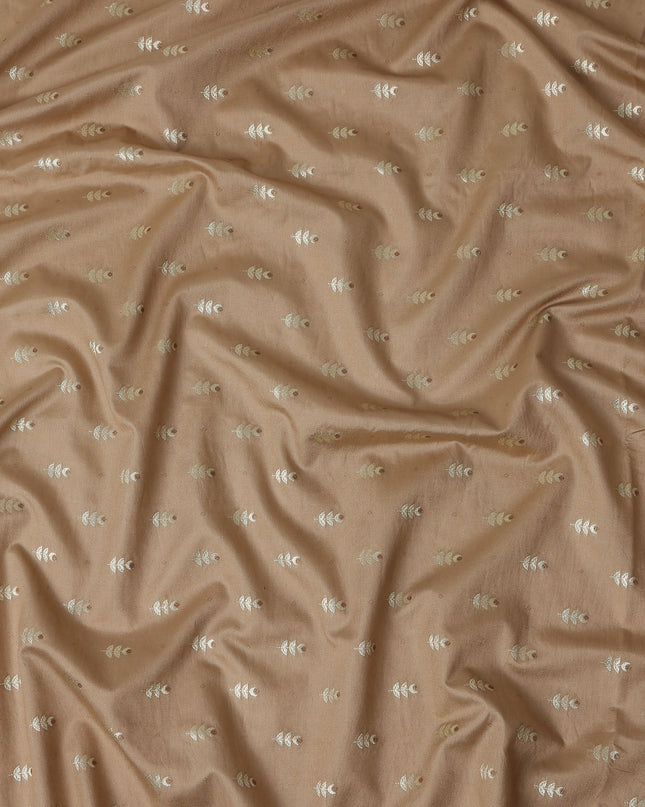 Chestnut Brown Leaf Brocade Fabric - Regal Fabrics