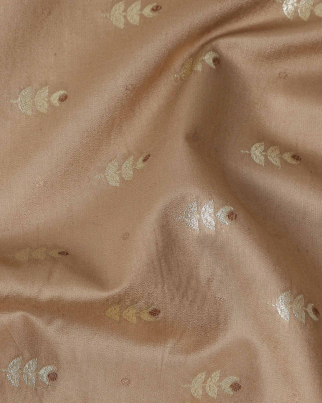 Chestnut Brown Leaf Brocade Fabric - Regal Fabrics