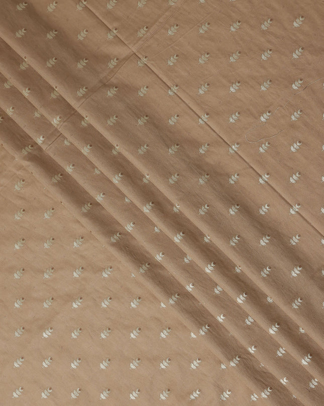 Chestnut Brown Leaf Brocade Fabric - Regal Fabrics
