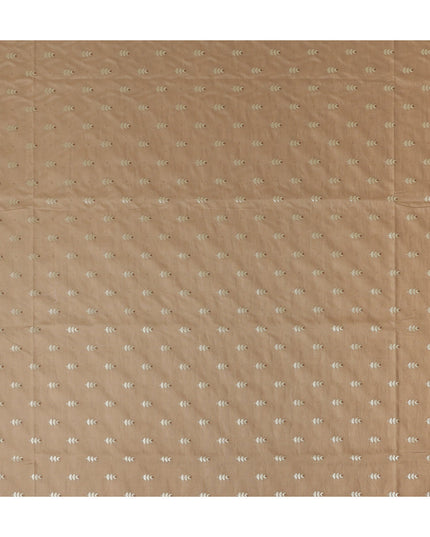 Chestnut Brown Leaf Brocade Fabric - Regal Fabrics