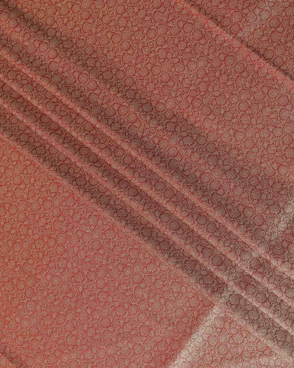 Copper Self Design Synthetic Brocade Fabric 110cm