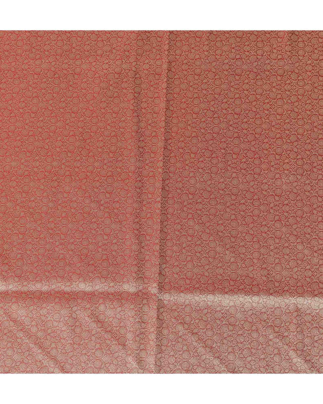 Copper Self Design Synthetic Brocade Fabric 110cm