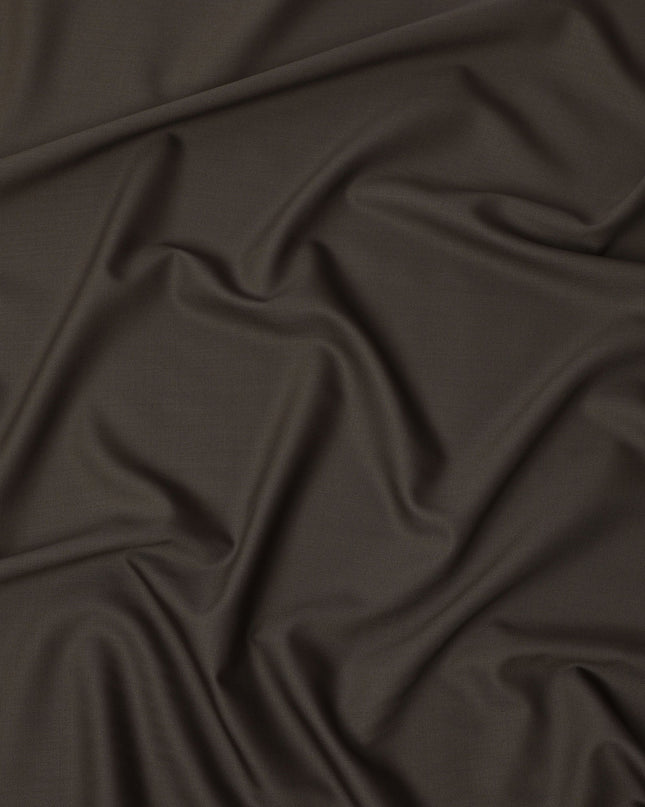 Brown Plain Super 160's Wool & Cashmere Suiting Fabric, 150 Cms, India-D24976