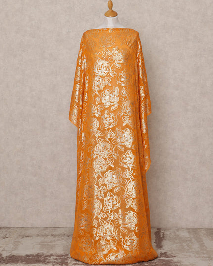 Burnt Orange Somali Silk Chiffon Dirac Fabric with Metallic Lurex – 3.5 Mtrs, Width 140 Cms, Made in South Korea-D24564