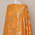 Burnt Orange Somali Silk Chiffon Dirac Fabric with Metallic Lurex – 3.5 Mtrs, Width 140 Cms, Made in South Korea-D24564