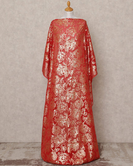 قماش ديراك شيفون حرير صومالي أحمر فاخر مع لوركس معدني - 3.5 متر، عرض 140 سم، صنع في كوريا الجنوبية - D24575