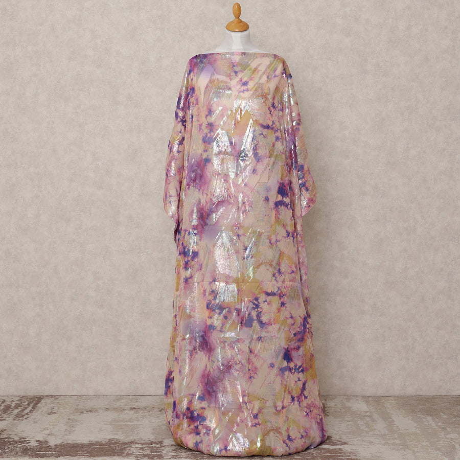 قماش ديراك صومالي شيفون حرير نقي متعدد الألوان أرجواني مع لوركس معدني، 3.5 متر، عرض 140 سم، صنع في كوريا الجنوبية - D24527