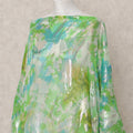 Green Blue Pure Silk Chiffon Somali Dirac Fabric with Metallic Lurex, 3.5 Mtrs, Width 140 Cms, Made in South Korea-D24525