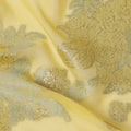 Yellow Floral Pure Silk Chiffon Fabric with Metallic Lurex, 110 Cms Width, South Korea-D25245