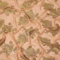 Peach Gold Floral Pure Silk Chiffon Fabric with Metallic Lurex, 110 Cms Width, South Korea-D25247