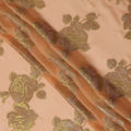 Peach Gold Floral Pure Silk Chiffon Fabric with Metallic Lurex, 110 Cms Width, South Korea-D25247