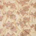 Cream Pink Floral Pure Silk Chiffon Fabric with Metallic Lurex, 110 Cms Width, South Korea-D25243