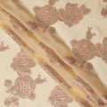 Cream Pink Floral Pure Silk Chiffon Fabric with Metallic Lurex, 110 Cms Width, South Korea-D25243