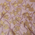 Pink Gold Floral Pure Silk Chiffon Fabric with Metallic Lurex, 110 Cms Width, South Korea-D25257