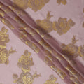 Pink Gold Floral Pure Silk Chiffon Fabric with Metallic Lurex, 110 Cms Width, South Korea-D25257