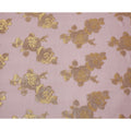 Pink Gold Floral Pure Silk Chiffon Fabric with Metallic Lurex, 110 Cms Width, South Korea-D25257