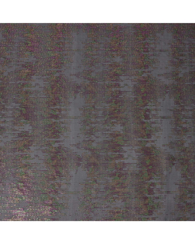 Black Iridescent Pattern Pure Silk Chiffon Fabric with Metallic Lurex, 110 Cms Width, South Korea-D25258