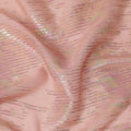 Peach Shimmer Striped Pure Silk Chiffon Fabric with Metallic Lurex, 110 Cms Width, South Korea-D25253