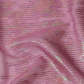 Pink Shimmer Textured Pure Silk Chiffon Fabric with Metallic Lurex, 110 Cms Width, South Korea-D25259