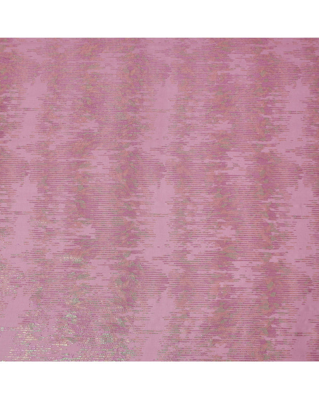 Pink Shimmer Textured Pure Silk Chiffon Fabric with Metallic Lurex, 110 Cms Width, South Korea-D25259