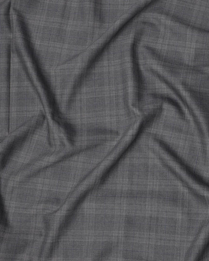 Grey Check Premium English All Wool Scabal Suiting Fabric, Width 150 Cms, 3.75 Mtrs, United Kingdom-D25454