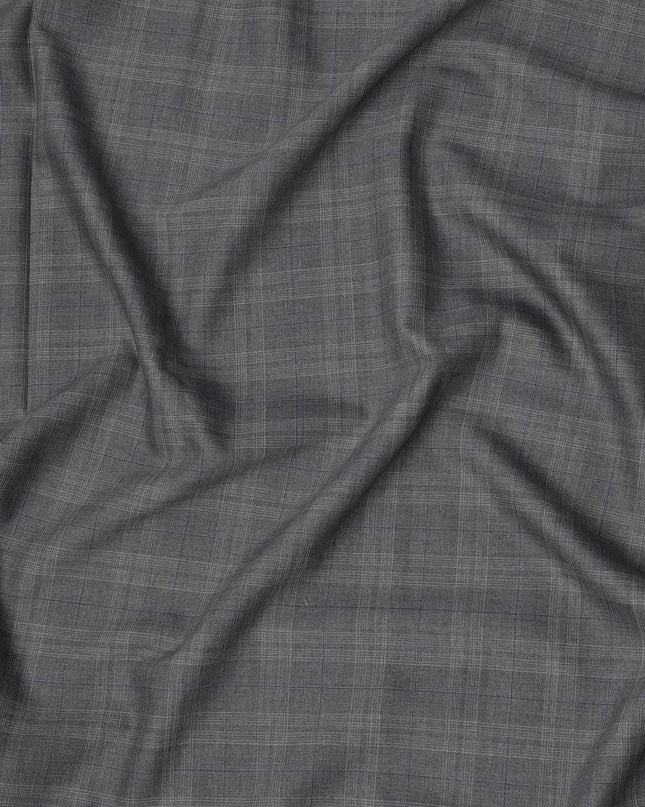 Grey Check Premium English All Wool Scabal Suiting Fabric, Width 150 Cms, 3.75 Mtrs, United Kingdom-D25454