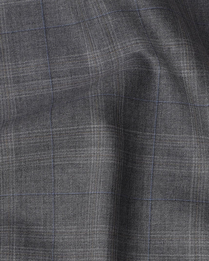 Grey Check Premium English All Wool Scabal Suiting Fabric, Width 150 Cms, 3.75 Mtrs, United Kingdom-D25454
