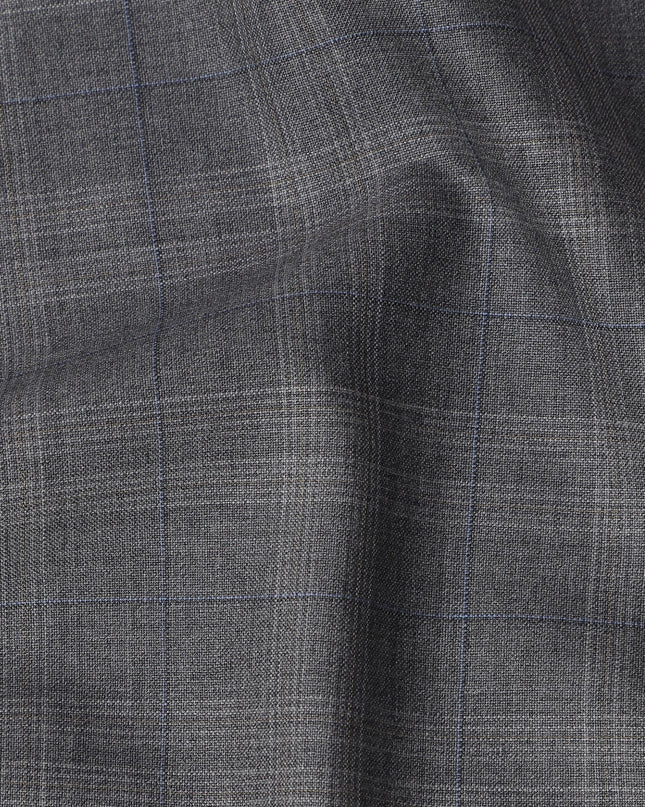 Grey Check Premium English All Wool Scabal Suiting Fabric, Width 150 Cms, 3.75 Mtrs, United Kingdom-D25454
