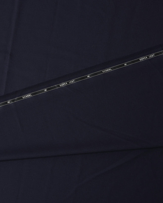 Navy Blue Super 130's Wool Suiting Fabric, 150 cm Width, 3.5 Mtrs Piece, Scabal Premium Cloth, Made In United Kingdom-D29195 Regal Fabrics