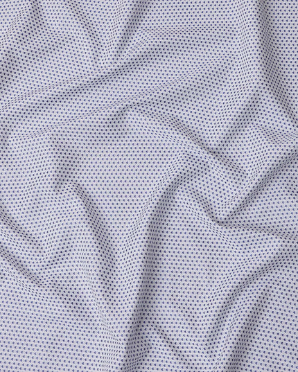 White and Blue Geometric Print Cotton Shirting Fabric, Width 150 Cms, Made in Japan-D26066