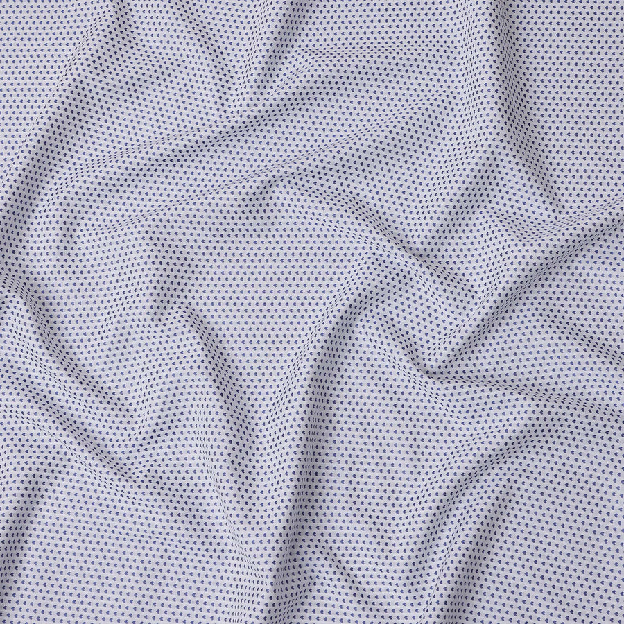 White and Blue Geometric Print Cotton Shirting Fabric, Width 150 Cms, Made in Japan-D26066