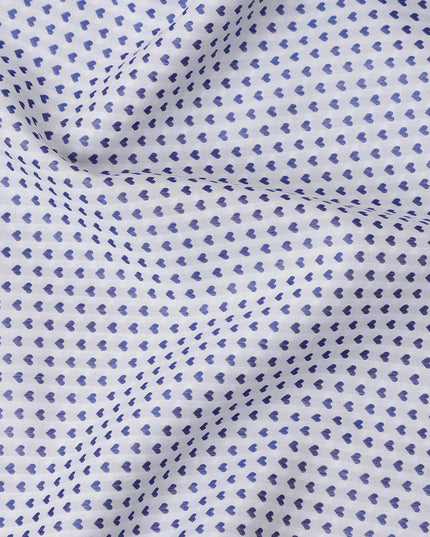 White and Blue Geometric Print Cotton Shirting Fabric, Width 150 Cms, Made in Japan-D26066