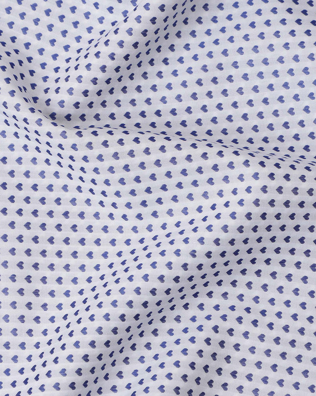 White and Blue Geometric Print Cotton Shirting Fabric, Width 150 Cms, Made in Japan-D26066