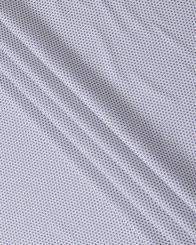 White and Blue Geometric Print Cotton Shirting Fabric, Width 150 Cms, Made in Japan-D26066