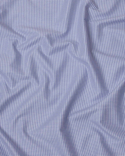 White and Blue Houndstooth Cotton Shirting Fabric, 150 Cms, Japan-D24945