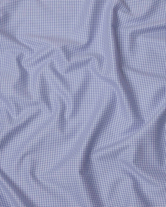 White and Blue Houndstooth Cotton Shirting Fabric, 150 Cms, Japan-D24945