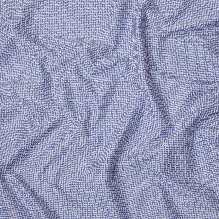 White and Blue Houndstooth Cotton Shirting Fabric, 150 Cms, Japan-D24945