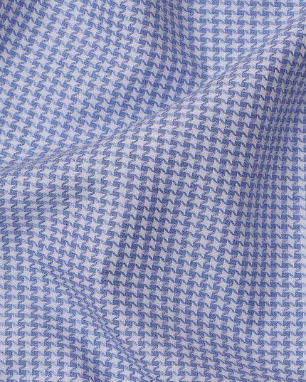White and Blue Houndstooth Cotton Shirting Fabric, 150 Cms, Japan-D24945