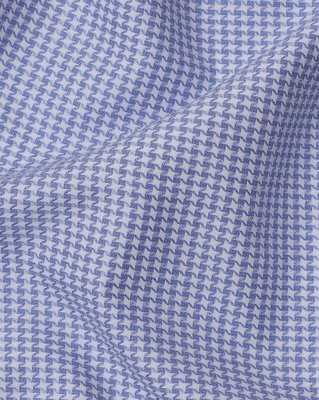 White and Blue Houndstooth Cotton Shirting Fabric, 150 Cms, Japan-D24945
