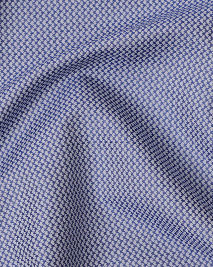 Blue and White Geometric Pattern Cotton Shirting Fabric, 150 Cms, Japan-D24944