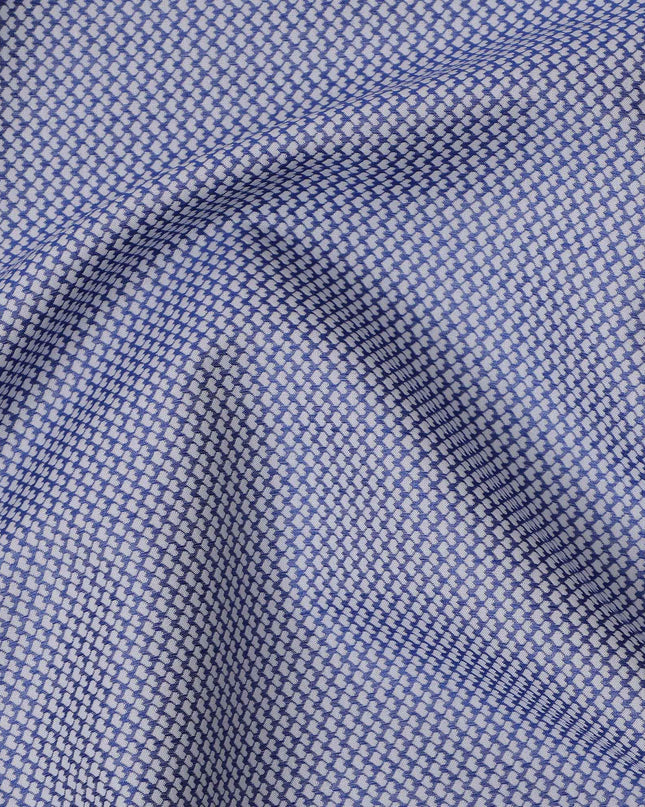 Blue and White Geometric Pattern Cotton Shirting Fabric, 150 Cms, Japan-D24944