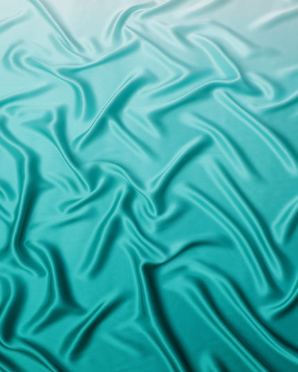 Turquoise Ombre Silk Satin Fabric 110 Cms Width South Korea-D25001