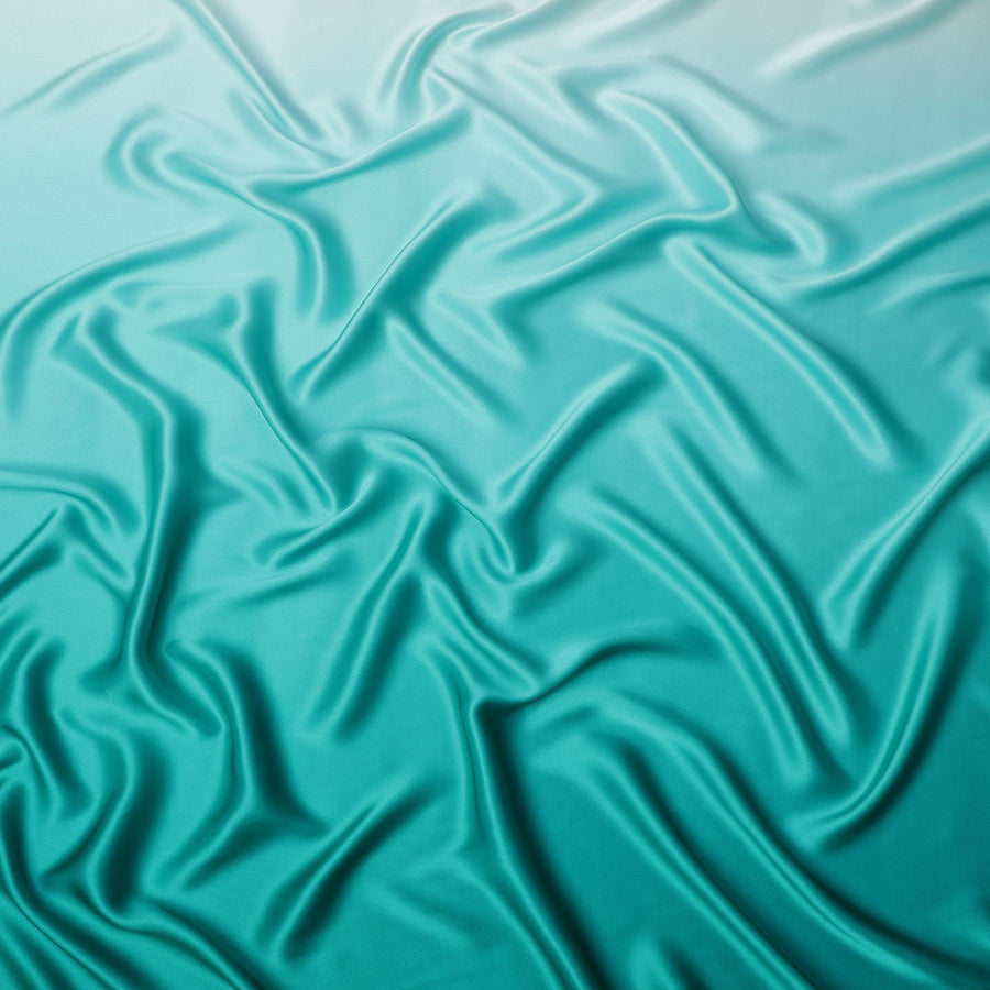 Turquoise Ombre Silk Satin Fabric 110 Cms Width South Korea-D25001