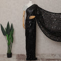 Onyx Black Sequin Silk Chiffon Saree Piece India