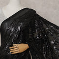 Onyx Black Sequin Silk Chiffon Saree Piece India