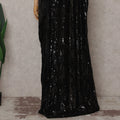 Onyx Black Sequin Silk Chiffon Saree Piece India