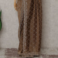 Bronze Brown Pure Silk Organza Saree 110cm
