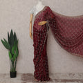 Maroon Red Pure Silk Organza Saree 110cm