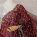 Maroon Red Pure Silk Organza Saree 110cm