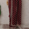 Maroon Red Pure Silk Organza Saree 110cm